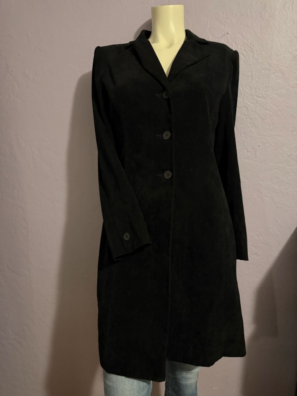 Style & Co. Black Women's Long Button-Front Coat